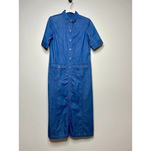 Talbots Dresses & Skirts - Talbots Petites Short Sleeve Long Blue Denim Dress Size 2 Modest